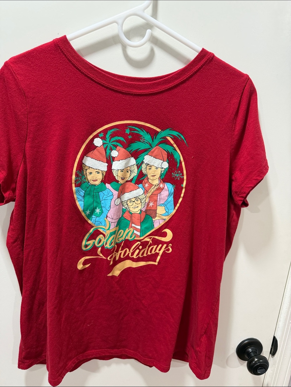 Red Golden Holidays Graphic Tee for Women